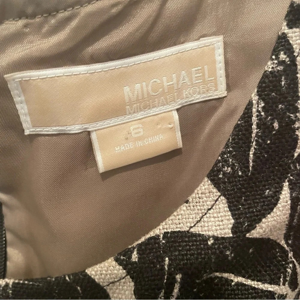 Michael Kors Linen Floral Cap Sleeve Dress-Khaki/Black size 6‎ - Picture 5 of 7
